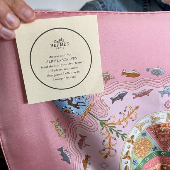 Hermes Escales Méditerranéennes Mousseline Fish Aquatic Pink Scarf Shawl - Picture 11 of 13